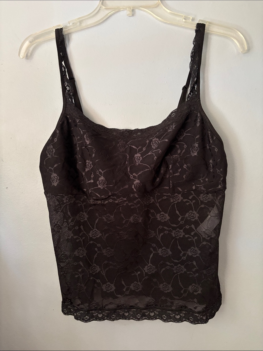 vassarette Black Lace Floral Camisole